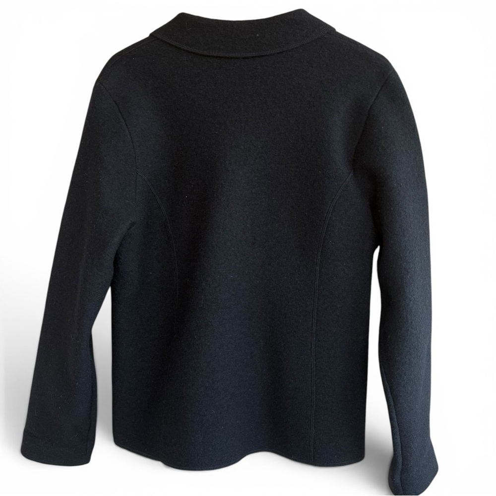 Eileen Fisher 100% Wool Shawl Collar Jacket Blazer Button Cardigan Black‎ Med - Picture 5 of 6